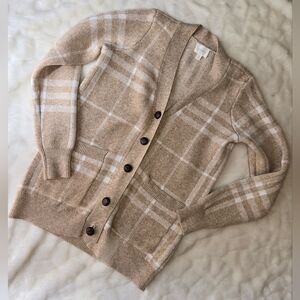 Cyrus Beige Plaid Women's Cardigan